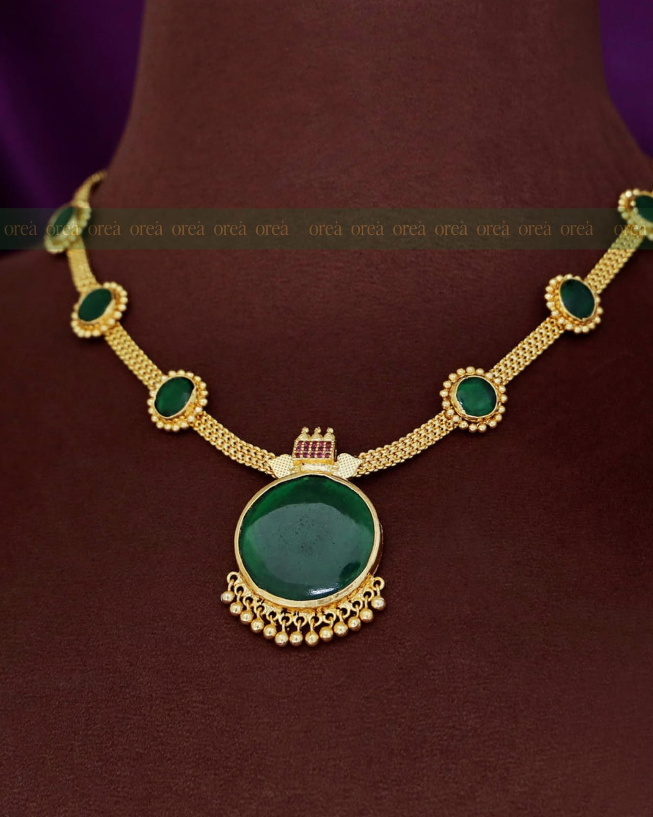 Gold Plated Round Palakka Necklace