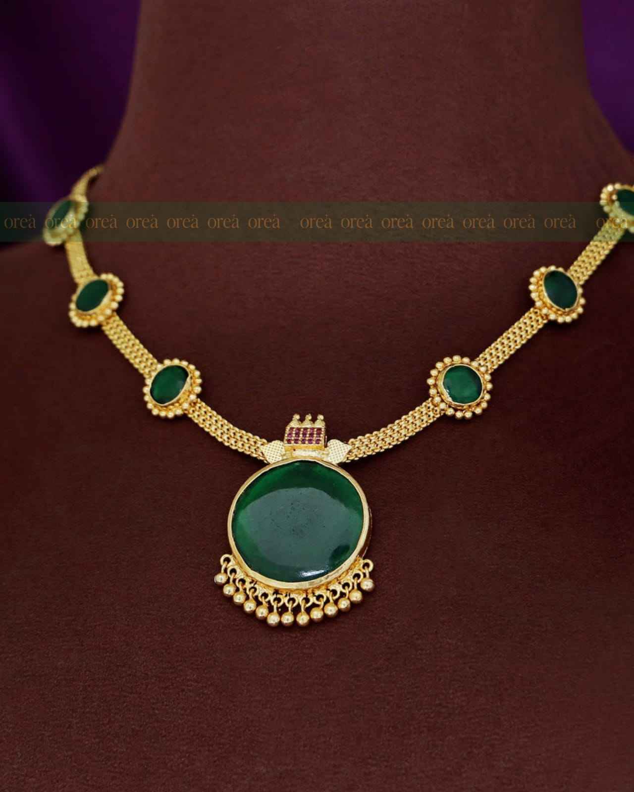 Gold Plated Round Palakka Necklace