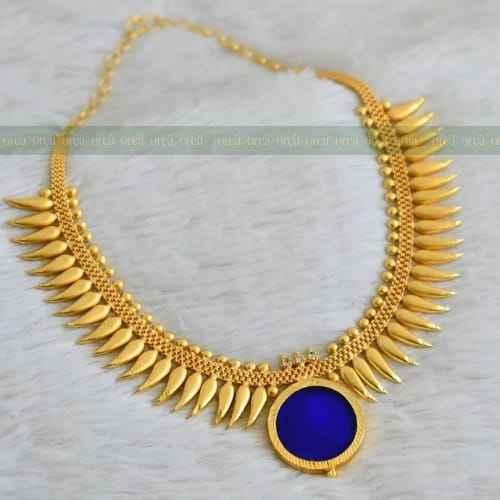Gold Plated Pulinagam X Blue Palakka Pendant