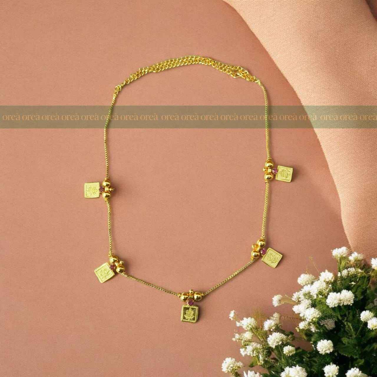 Gold Plated Square Lakshmi Invisible Chain