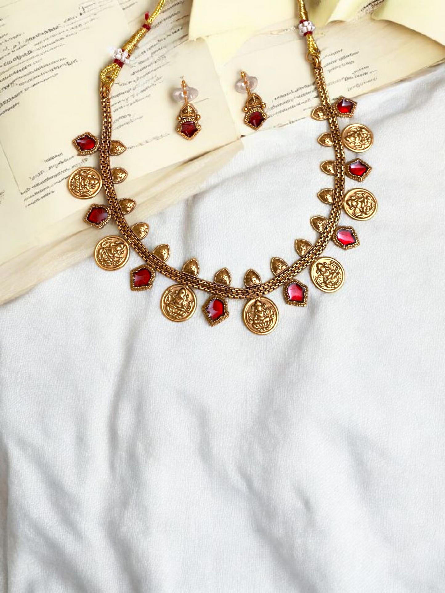 Red Nagapadam x Coin With Earrings