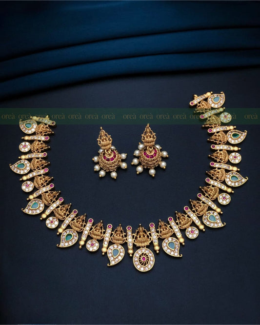 Traditional Lakshmi Necklace With Earrings