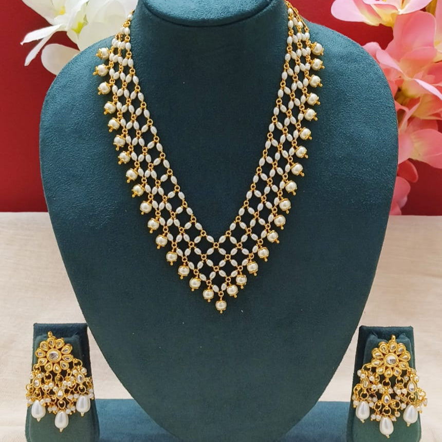 2 IN 1 Handmade Premium Peral Necklace With Earring