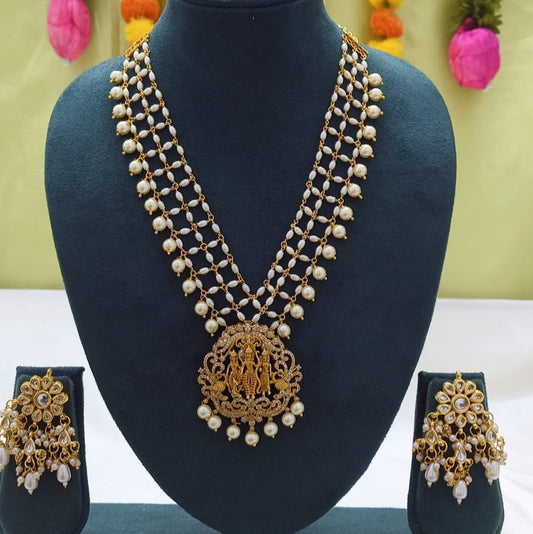 2 IN 1 Handmade Premium Peral Necklace With Earring