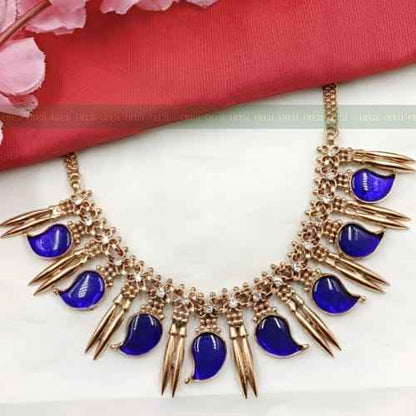Traditional Blue Mango & Mullamottu Choker Necklace ,Gold Plated