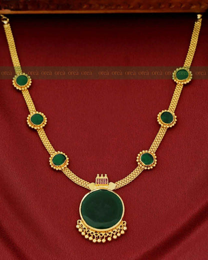 Gold Plated  Round Palakka Necklace