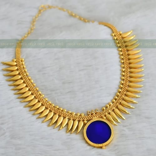 Gold Plated Pulinagam X  Blue Palakka Pendant