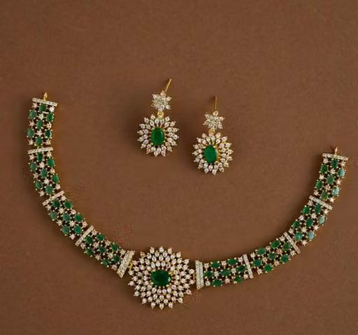 Aster Royale AD Diamond Necklace With Earrings