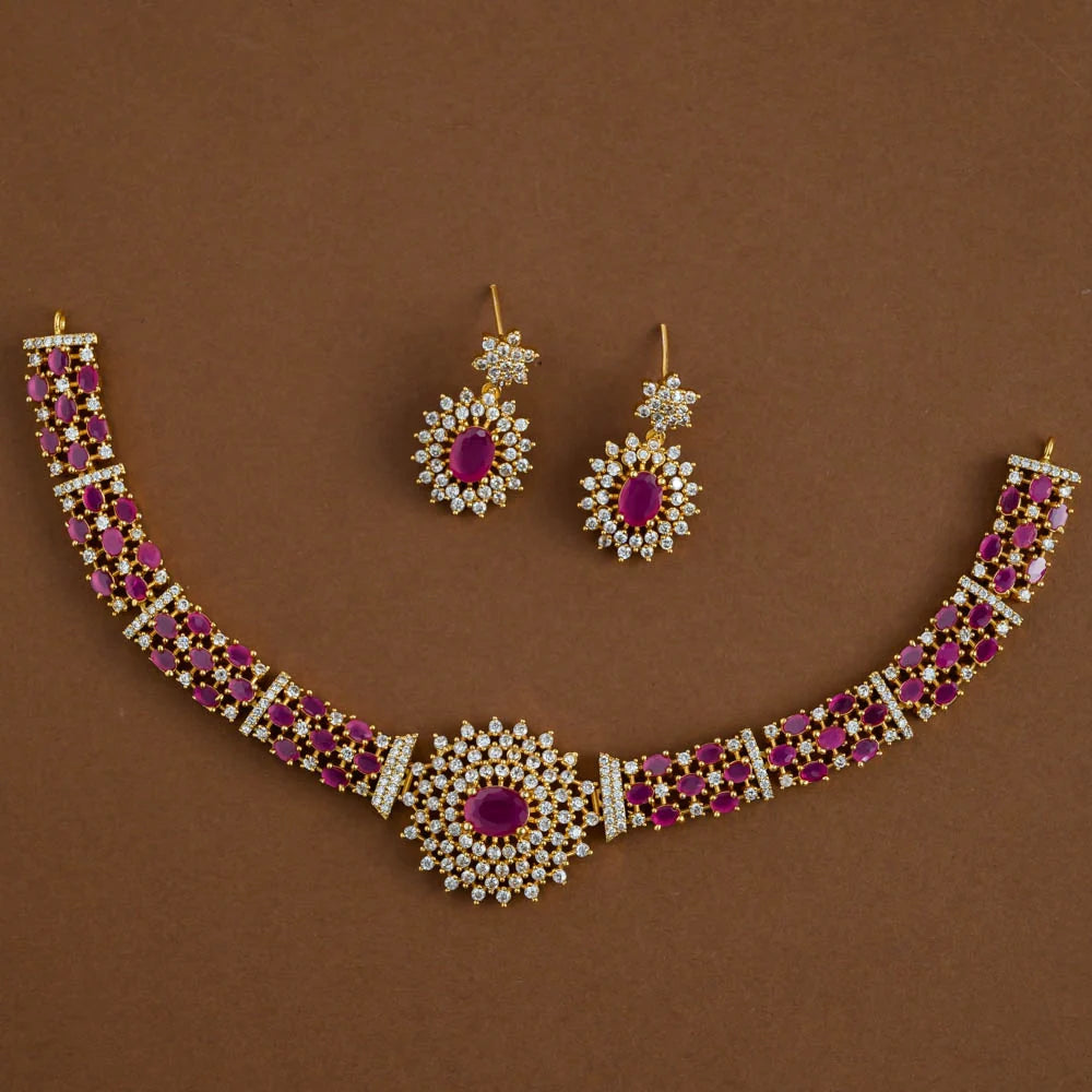 Aster Royale AD Diamond Necklace With Earrings
