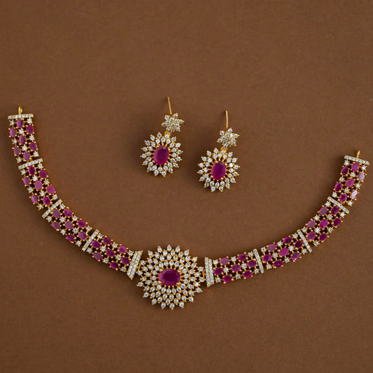 Aster Royale AD Diamond Necklace With Earrings