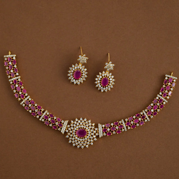 Aster Royale AD Diamond Necklace With Earrings
