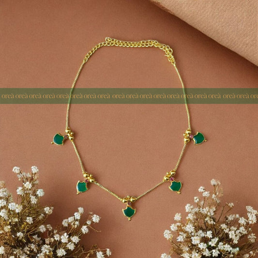 Gold Plated Green Palakka Invisible Necklace