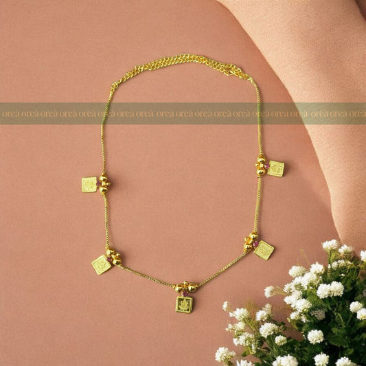 Gold Plated Square Lakshmi Invisible Chain