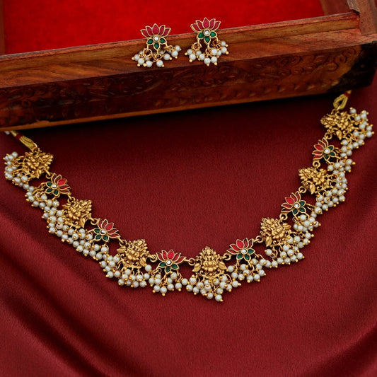 Lakshmi x Kemp Lotus With Cluster Pearl Necklace