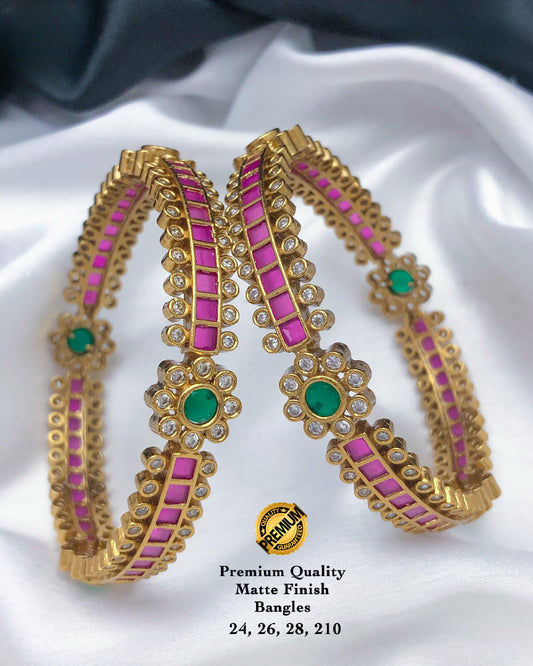 Pink Emerald Blossom Bangle (2)