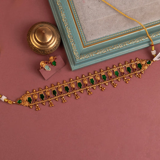 Antique Kemp Choker with Red & Green Stones