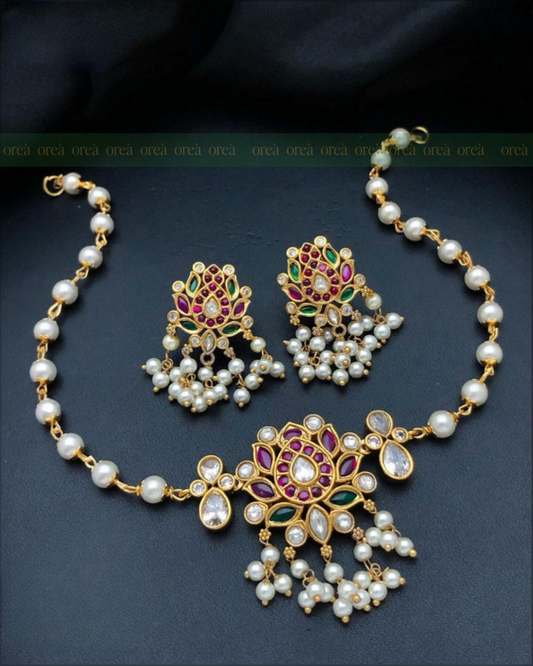 Tamara Kemp AD Pendant x Pearl choker With Earrings