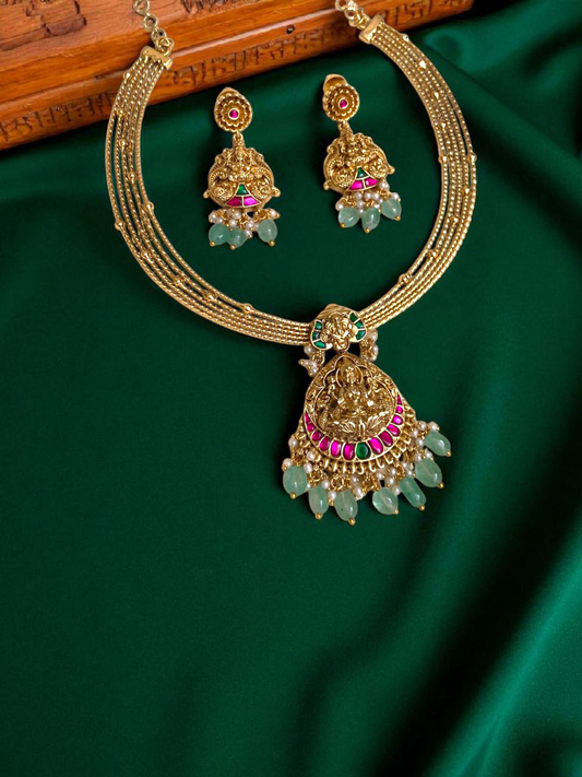 Premium Quality Hasli Choker With Lakshmi Goddess With Earrings