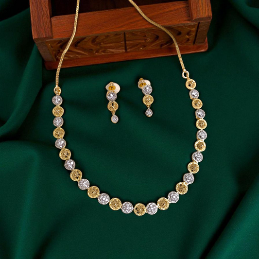 Regal Coin  AD Necklace With Earrings
