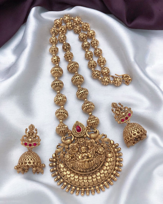 Antique Lakshmi Devi Heritage Haram with Jhumkas