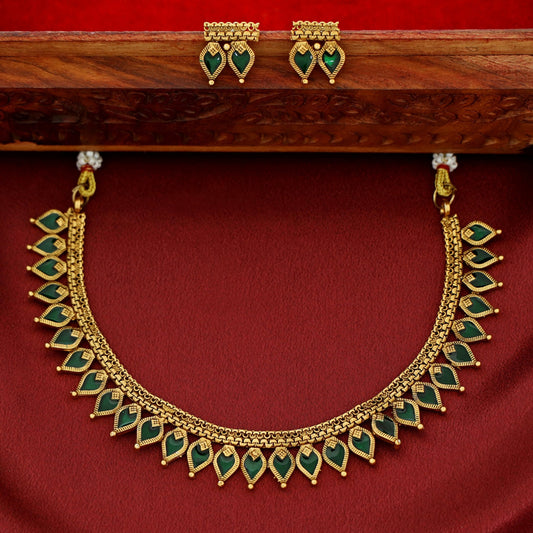 Premium Enamel Palakka Necklace With Earring