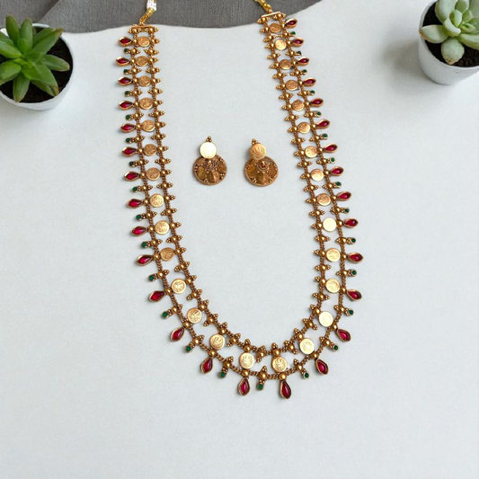 Long Multicolour Nagapadam x Coin With Earrings
