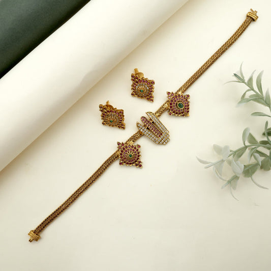 AD Kemp Thiruman Shankh Chakra  Necklace Set