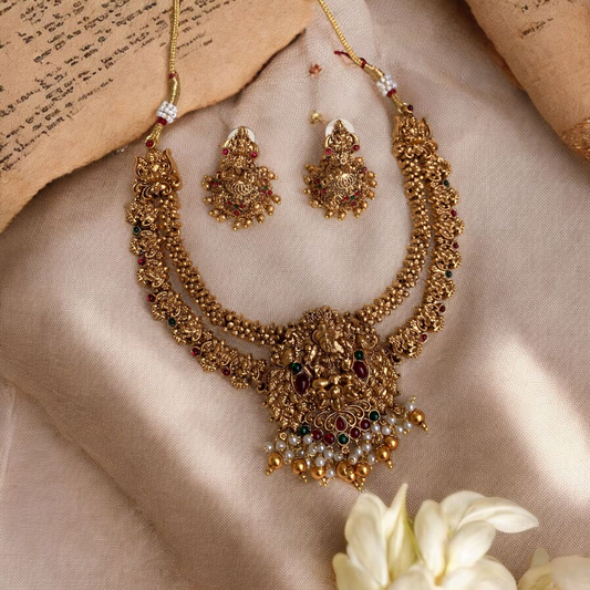 Two Layer Lakshmi Necklace With Earring